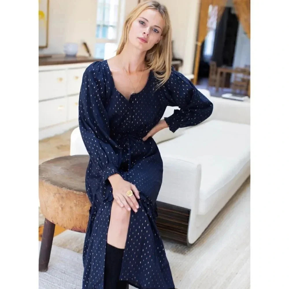 Emerson Fry India Collection Lucy Lake Dot Dress sz S - Picture 2 of 14